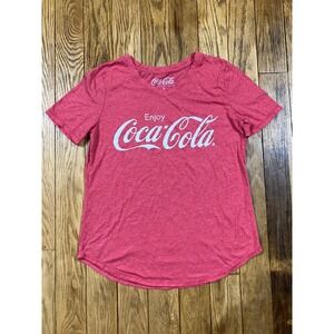 Coca Cola Graphic T Shirt Womens Small‎ Red Short Sleeve Top